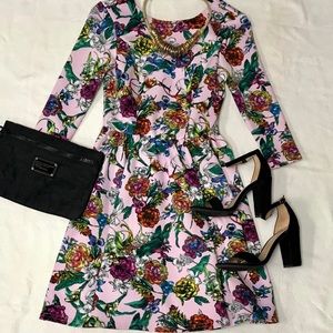 ASOS Floral Scuba A-Line Fit & Flair Dress Size 0.